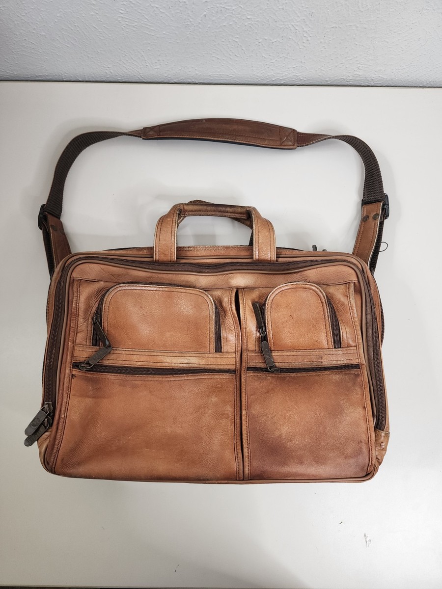 VINTAGE AVENUES AMERICA Messenger Briefcase Saddle Brown Full