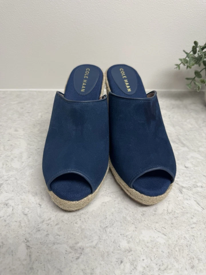 Cole Haan Cloudfeel Southcrest 蓝色翅膀蓝麂皮绒懒人鞋楔形鞋跟凉鞋 7 — 第 4/4 张图片