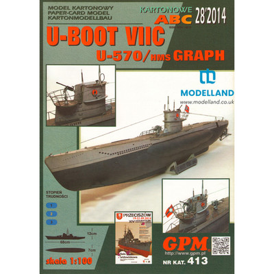 U-BOOT VIIC HMS Graph U-570 1:100 Card Paper Model Kit GPM Laser Cut Frame