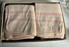 Vintage Pink Striped Receiving Blanket Cotton Infant 30 X 34  Set Of 2