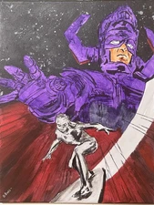 Seasoned Art Fantastic Four Galactus Silver Surfer hand painted portrait fan art