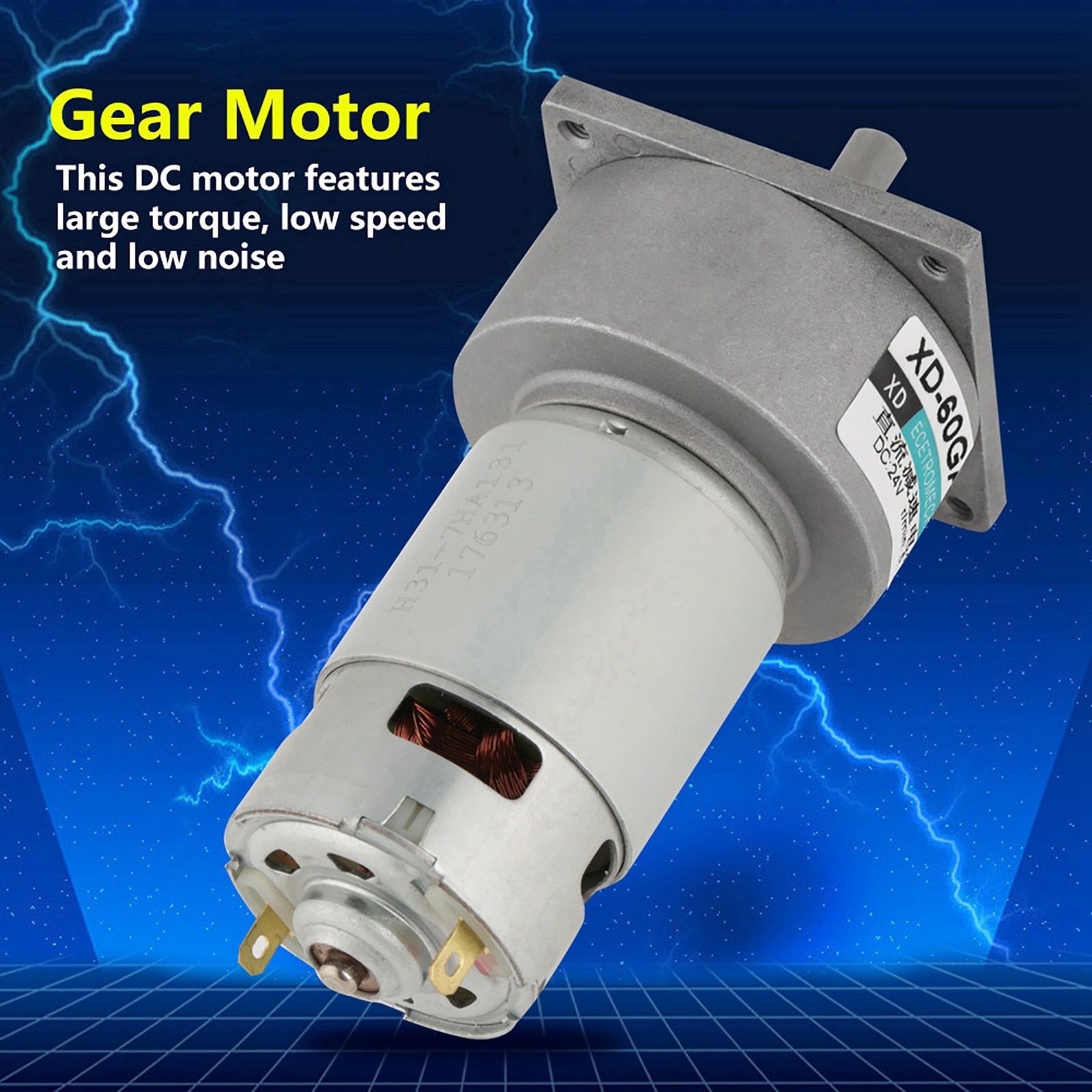 35W Micro DC Metal Gear Motor Speed Adjustable CW/CCW 24V 300rpm❀