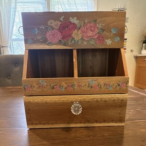 The pioneer woman - Wooden Tea Bag Organizer with Drawer & Multiple Compartments