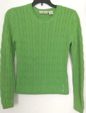 Ralph Lauren Polo Jeans Co. Green Cable-Knit Sweater Size S Vtg