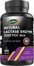 Lactase Enzyme 3000 FCC ALU  180  Gluten-, Non-GMO  Made in USA