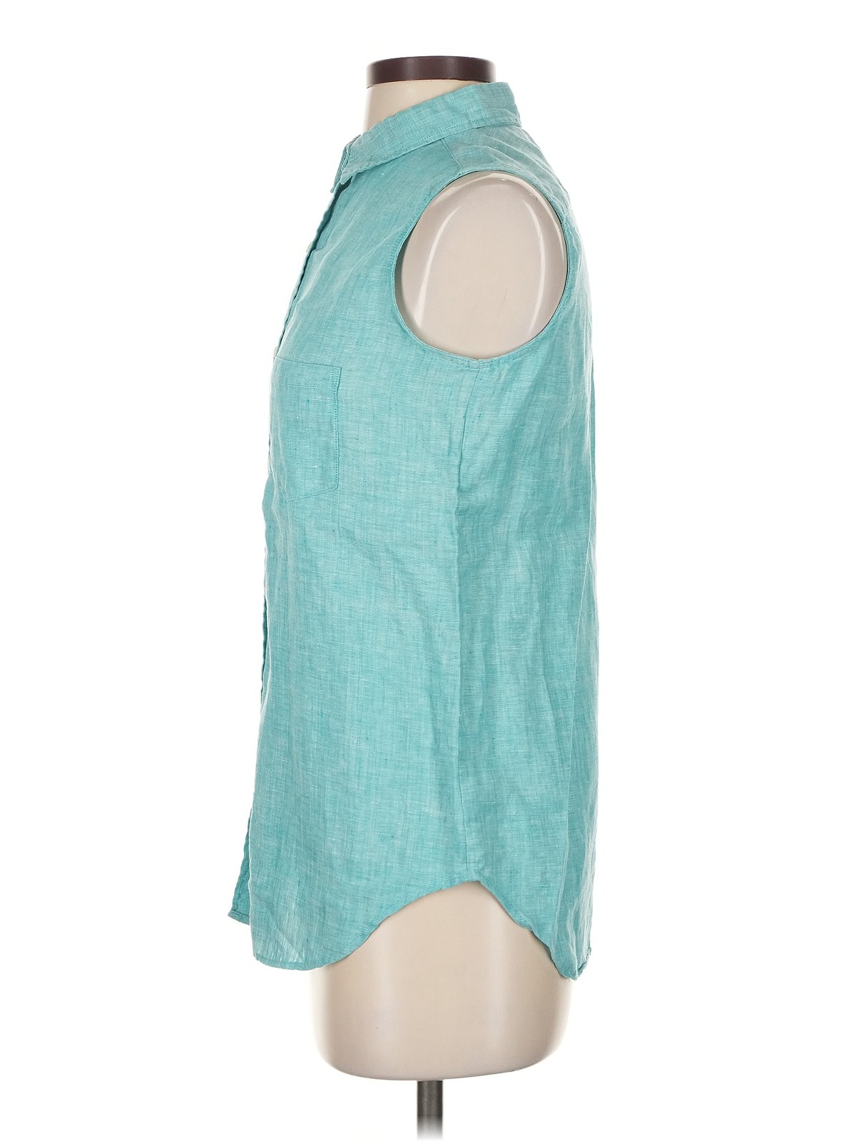 Uniqlo Women Green Sleeveless Button-Down Shirt S thumbnail 4