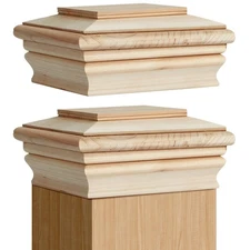 2 Pcs Wooden Post Caps Classic Cedar Wood Post Caps Wood Fence Newel Mounting...