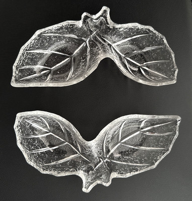 Studio Nova Leaf Song Double Leaf Glass Candy/Nut Dishes   Set of 2, Clear
