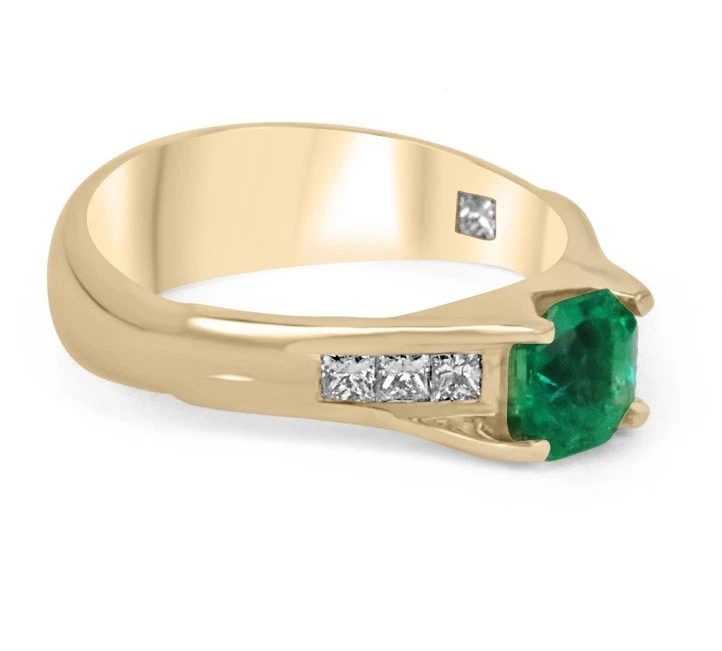 14k Solid Yellow Gold Natural Zambia Emerald Ring Emerald Moiss Diamond Rin - Image 4 of 4