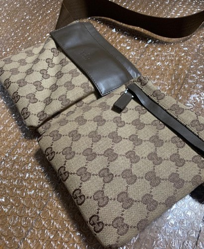 GUCCI GG Waist Pouch shoulder Bumbag Belt Bag Brown Auth from JP Used - Picture 2 of 13