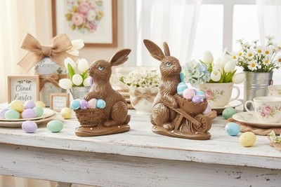 Farmhouse Spring Easter Faux Chocolate Bunny Figurine 2 Designs