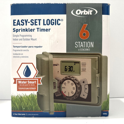 Orbit Easy Set Logic Sprinkler Timer 6 Station 57896 Simple Programming - NOB