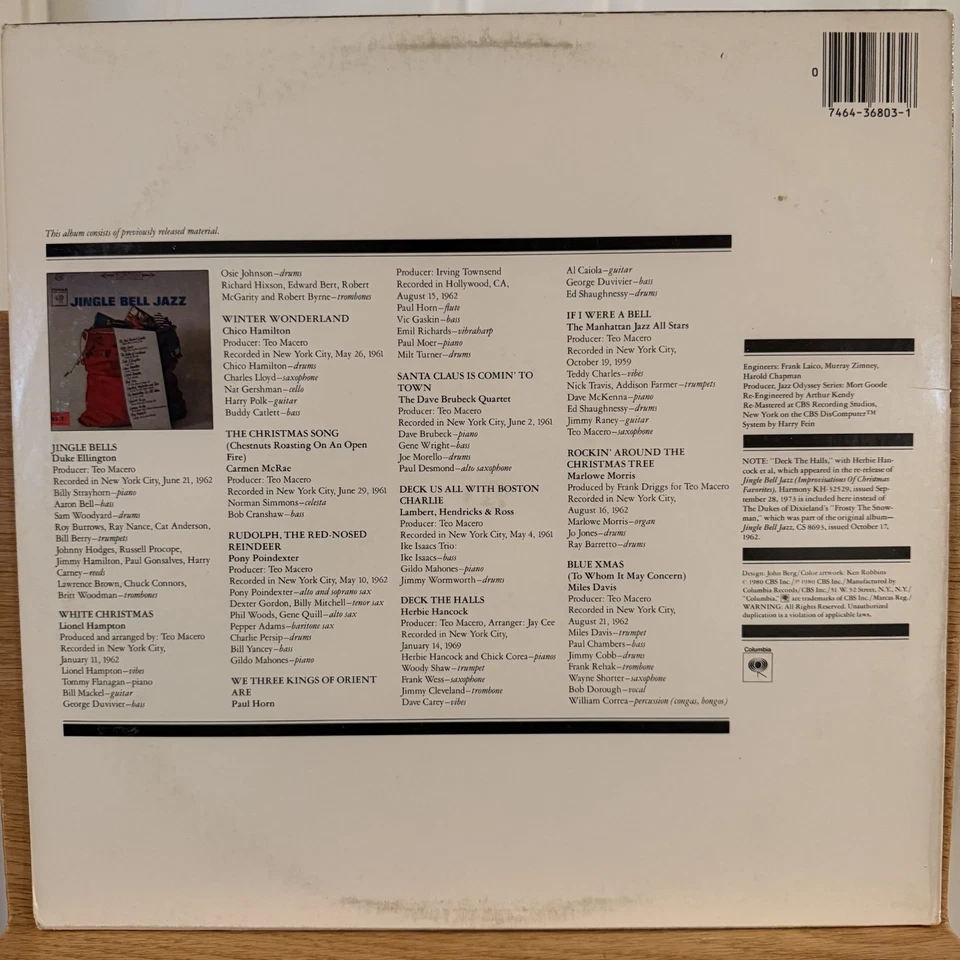 Jingle Bell Jazz Vinyl LP Columbia PC 36803 Ellington Miles Davis Dave Brubeck - Image 4 of 4