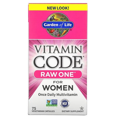 2 X Garden of Life, Vitamin Code, RAW One, Once Daily Multivitamin for Women, 75