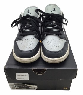 Air Jordan 1 Low Black/White Leather Sneakers Youth 6Y With Box