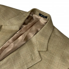 Ralph Lauren LRL Men's Silk/Wool 2-Button Blazer Beige/Teal/Peach Plaid   42R
