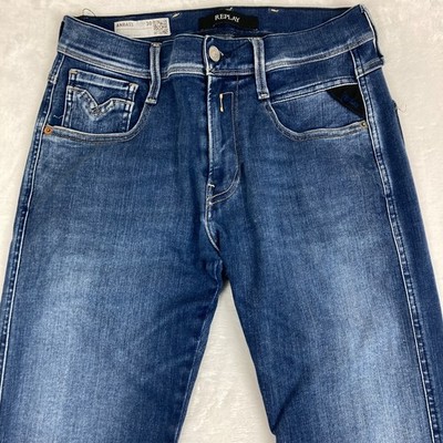 Herren Replay M914 ANBASS HYPERFLEX Jeans W30 L32 Stretch Slim Tapered Blau