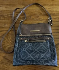 Dasein Women’s Crossbody Shoulder Bag Purse Black Brown Vegan Leather NWOT