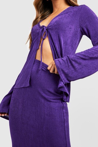 Boohoo Acetate Slinky Floor Length Purple Maxi Skirt. UK 10 - Picture 8 of 23