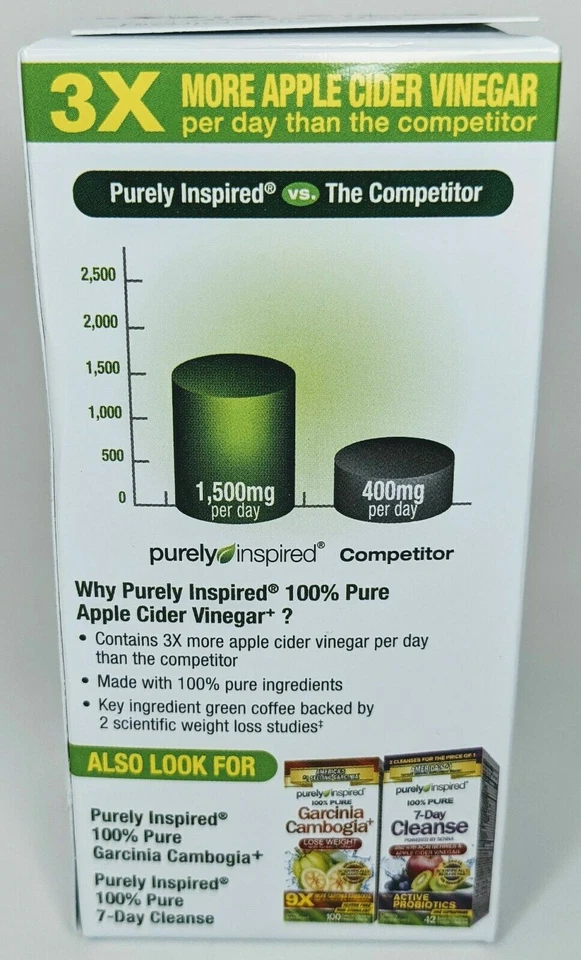 Vinagre de sidra de manzana puramente inspirado, 100 unidades...+ Foto 3 de 3