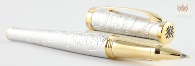 CROSS SE 2016 SAUVAGE YEAR OF THE MONKEY BRUSHED PLATINUM PLATED ROLLER BALL PEN