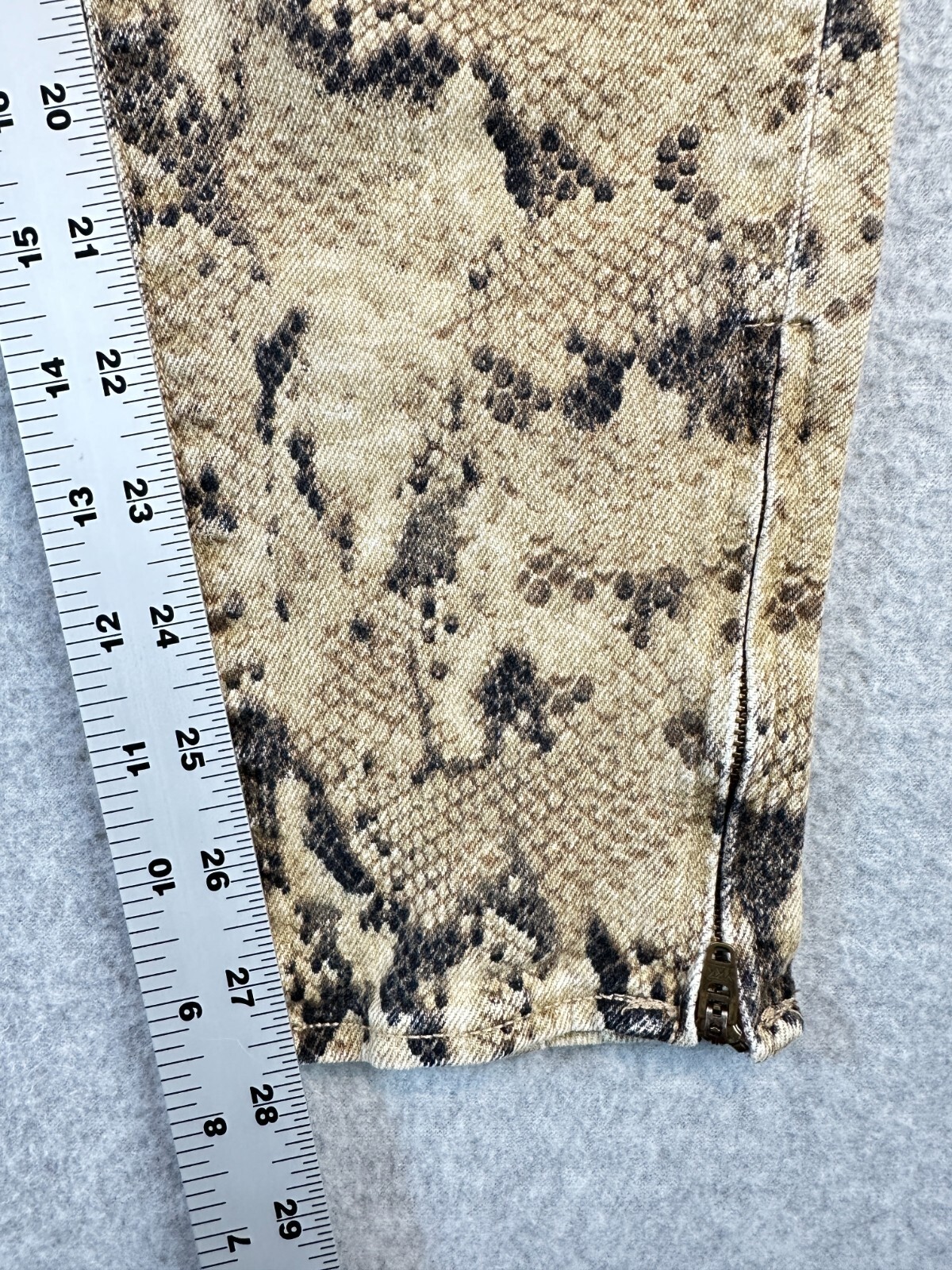 Ralph Lauren Denim & Supply Skinny Jeans Women's 28 Tan Snake Print Ankle Zip thumbnail 2