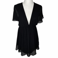 Show Me Your Mumu Black Sheer Austin Dress Flutter Sleeves Size Small