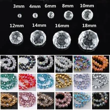 3mm 4mm 6mm 8mm 10mm 12mm AB Rondelle Faceted Crystal Glass Loose Beads lot