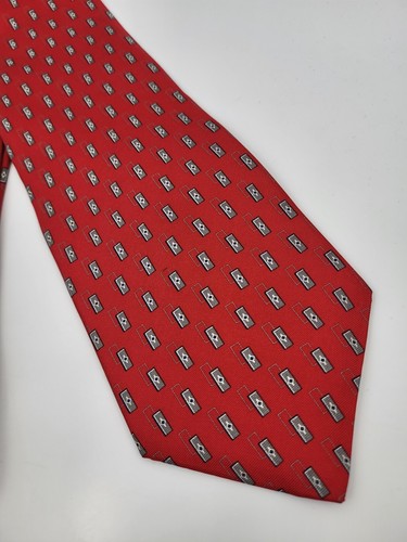 Croft & Barrow Silk Tie Red Gray White Geometric Men Necktie 56 x 4 - Picture 3 of 10