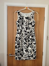 L K Bennett Floral Occasion Dress Wedding Race's Cream Black Size 10 Vgc