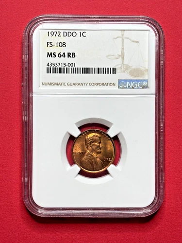 1972-P Lincoln Cent Doubled Die Obverse NGC MS64 RB  NGC cert