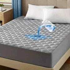 Quilted Mattress Pad Waterproof Mattress Topper Deep Fitted Protector Bed Cover