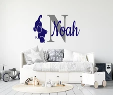 Elephant Custom Name & Initial Wall Decal -Personalized Nursery Decor Sticker