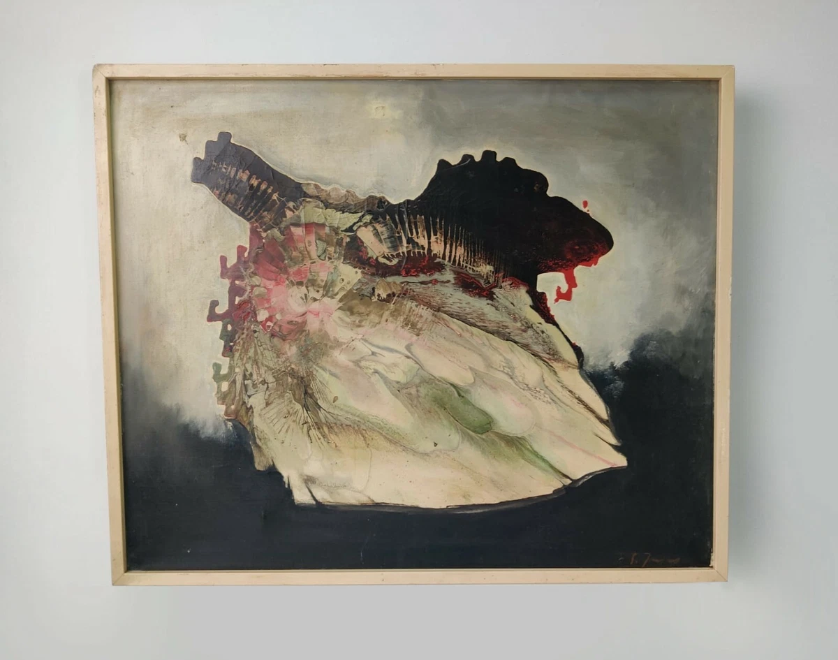 Interesting work in oil on canvas, signed to document