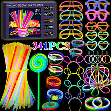 341 Stück Knicklichter Party Set Glow Sticks Leuchtstäbe Kinder,Neon Leuchtarmbä