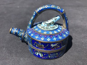 Antique Chinese Cloisonne Enamel on Bronze Teapot, 1800’s