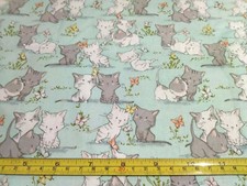 Cute Cat Cotton Quilting Fabric 50cmx55cm, 20"x21" or Metre Brand New 