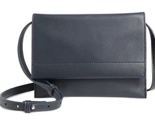 Giani Bernini Giani Bernini Nappa Leather Flap Crossbody Navy Silver