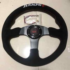 Js Racing Steering Wheel 14inch Genuine Leather Velvety Skin Volante Voiture