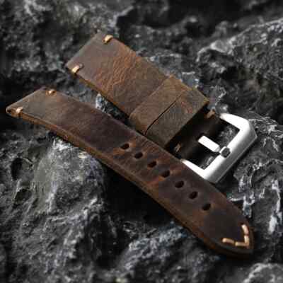 Man Handmade Old Vintage Genuine Cowhide Leather Watchband Strap Bracelet