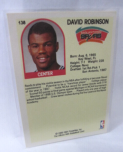 David Robinson Center 1989 Hoops #138 Rookie San Antonio Spurs - Foto 2 di 3