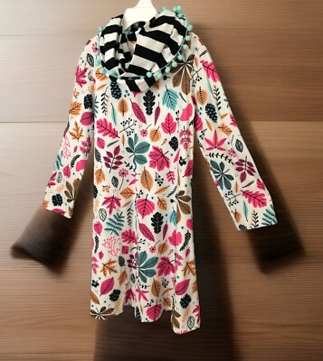 Girls Fall Dress & Scarf Boutique Sz 3XL (7/8) Long Slv Bright Leaf Print  Autumn | eBay