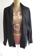 Tigi Size 16 Black Linen Mix Lagenlook Long Sleeve Lightweight Jacket