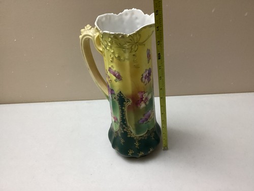 Vintage S & T RS Germany Multicolor Embossed Floral Design Pitcher With Handle - Picture 6 of 9