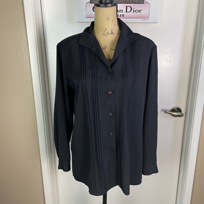 Impressions Top Blouse Shirt Black Women Medium Sz. Minimalist Black Versatile