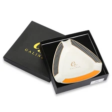 Galiner White Ceramic Cigar Ashtray Protable 3 Cigar Stand Holder With Gift Box