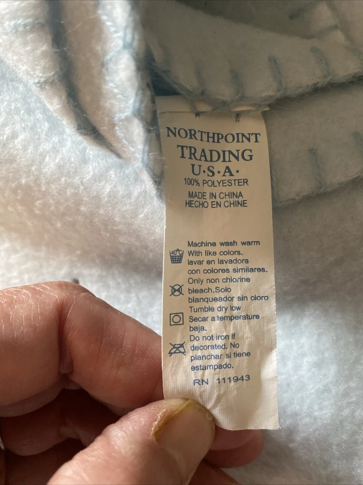 VTG NORTHPOINT TRADING Baby Blanket Blue Ducks w/ Matching Bag Hooded 90s - Image 3 of 4