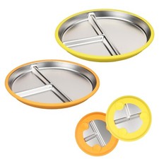 Stainless Steel Baby Plates with Suction,9  Compartment Divided Dish... Fas