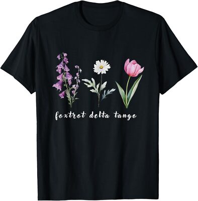 Retro Foxtrots Deltas Tangos Flower T-Shirt