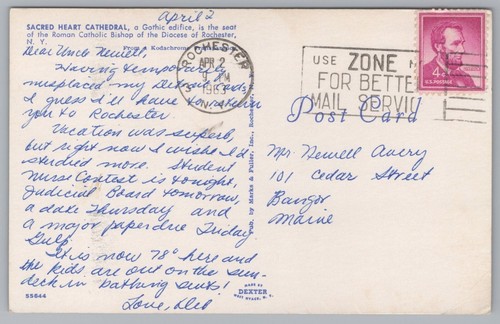 Sacred Heart Cathedral, Rochester, New York, USA, Vintage Post Card - Picture 2 of 2